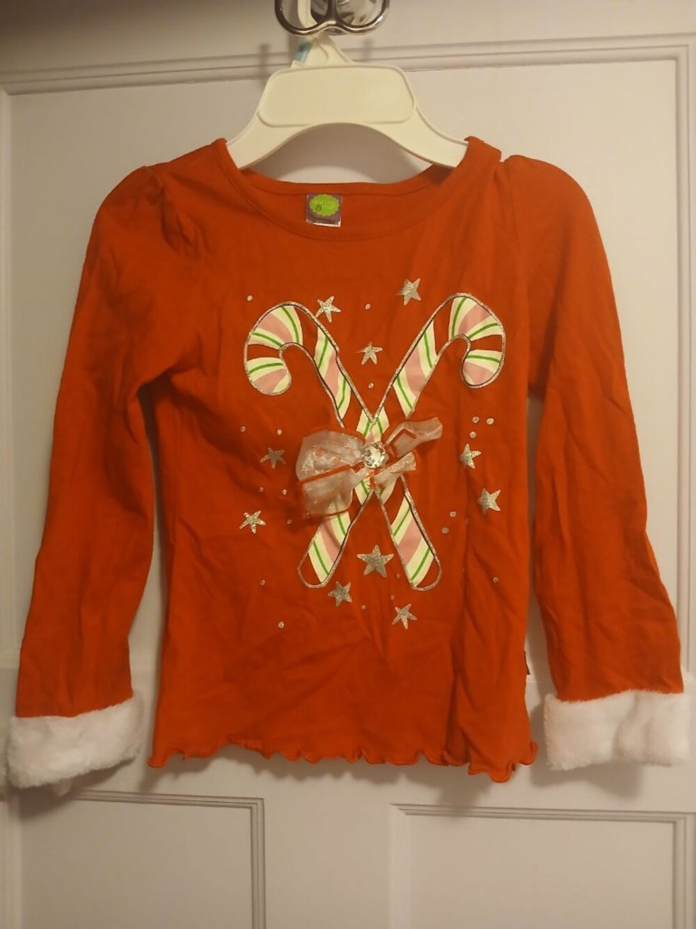 Dollie & Me Girls 8 candy Cane Long Sleeve Christmas Shirt